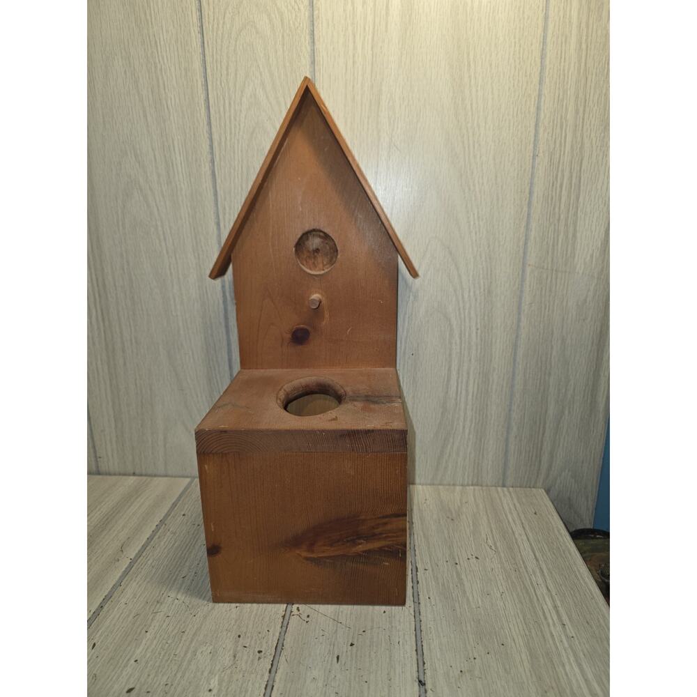Vtg Wood Bird House Handmade Tissue Box Cover Farmhouse Cottagecore Country